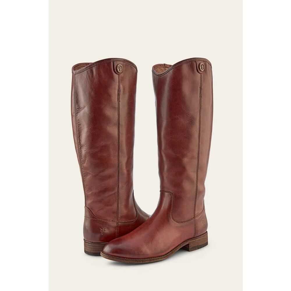 Frye Melissa Button 2 Riding Boots Mahogany Leather Size 8B Western Style